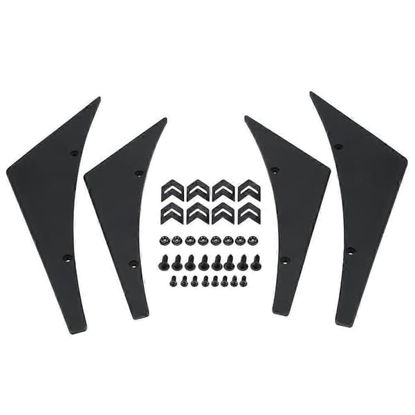 4 stk. Bil Front Kofanger Læbe Splitter Finner Canards Body Spoiler Universal Sort