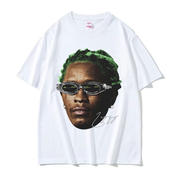 Rappare Young Thug Thugger Röd Vintage Grafisk T-shirt Herr Dam Hip Hop Street Tee q05424 White XXL