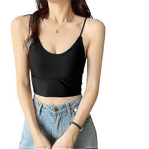Stroppebher for kvinner, kryssende stropper cropped tanktopper Black