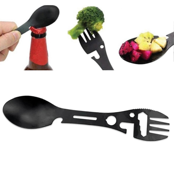 Multifunksjonell Spork Sklisikkert Håndtak Varmebestandig Dobbel Ende Anti-skålding 10 i 1 Multifunksjonell Spork Husholdningsartikkel