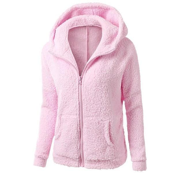 Dame Hættetrøje Sweater Frakke Vinter Varm Uld Lynlås Frakke Langærmet Overtøj