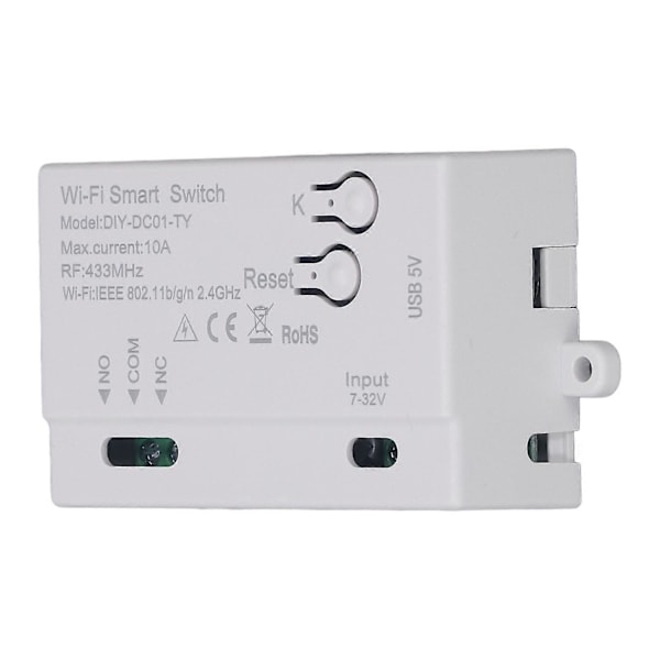 WiFi Relekytkin 1CH Ääniohjaus APP Kaukosäädin Langaton Kytkinmoduuli Lampulle Tuulettimen Pistorasialle 7?32V USB 5V