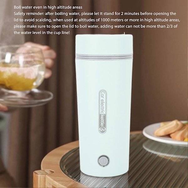 Elkedel Hurtig Opvarmning Intelligent Kontrol Anti Tør Kogning Beskyttelse 350ml Bærbar Isolering Varmekop til Bilrejser Lysegrøn 12V 80W