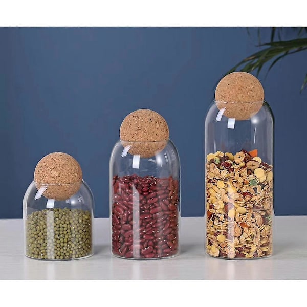 800ML Ball Kork Blyfri Glasburk med Lock Flaska Förvaringstank Förseglade Teburkar Spannmål Transparenta Förvaringsburkar