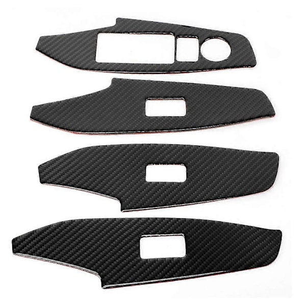 4 stk. Karbonfiber Vindusheis Knapp Kontrollpanel Deksel Trim Ramme for Mazda3 Axela 2014-2018