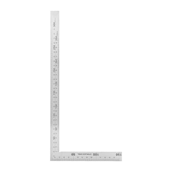 Rustfrit stål 300x150mm 90 graders vinkel lineal måleværktøj (#01)