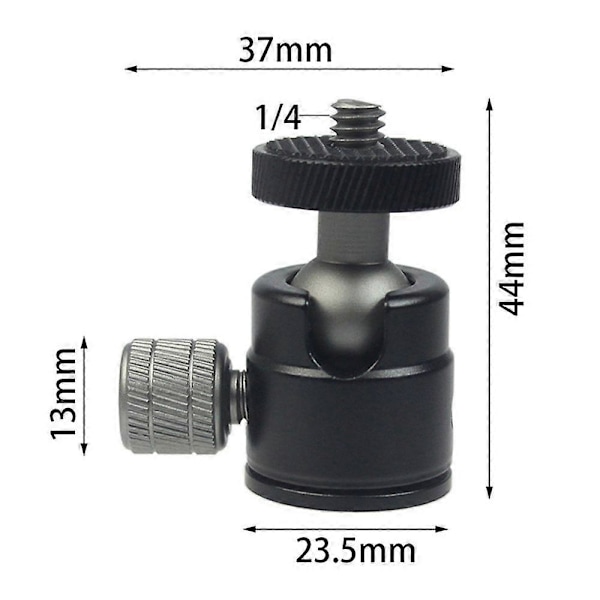 Mini Kulehode for GoPro for Osmo 360 Graders Roterbar Aluminiumslegering 1/4 Skrue LED Videolys Mobiltelefon DSLR Kamera Monopod Stativhode Festeadapter