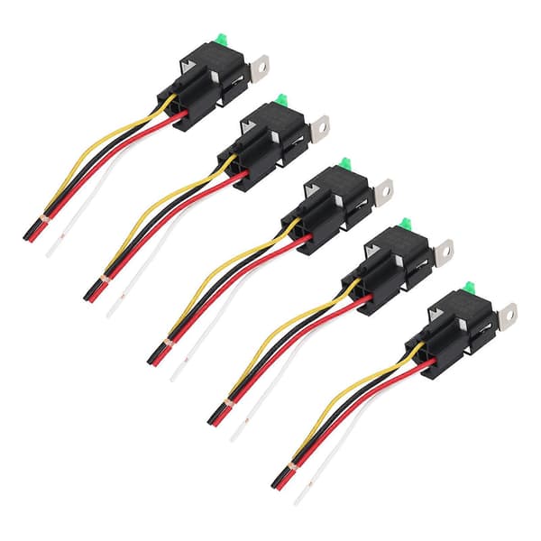 5 stk. Automotive Relæ 12V DC 30A 4 Ben 4 Lednings Interlocking Relæ Sokkel Sæt Kit til Køretøj