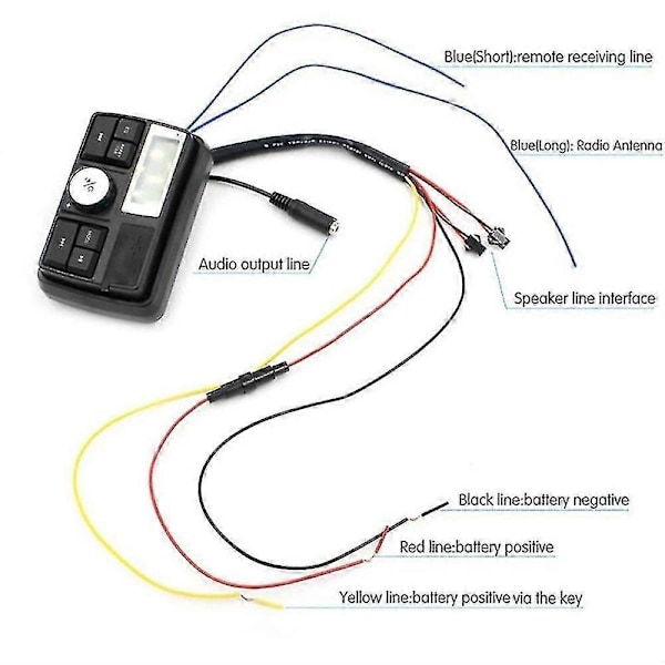 Motorcykel Audio Mp3 Radio Lydsystem Stereo Højttalere Bluetooth Vandtæt Fm 5 Eq Funktioner Lcd
