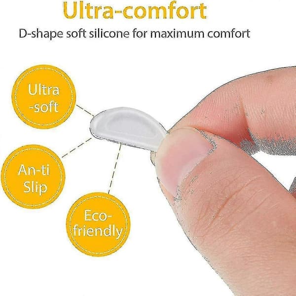 Självhäftande halkfria silikon näskuddar halvmåneformade för glasögon Clear 1 Pair