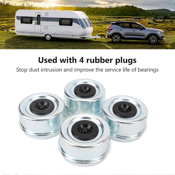 4 stk. Trailer Aksel Støvhætte 2.72in Trailer Nav Fedtdæksel med Gummi Propper til 7000-8000lbs Aksler Dexter Trailer Camper RV