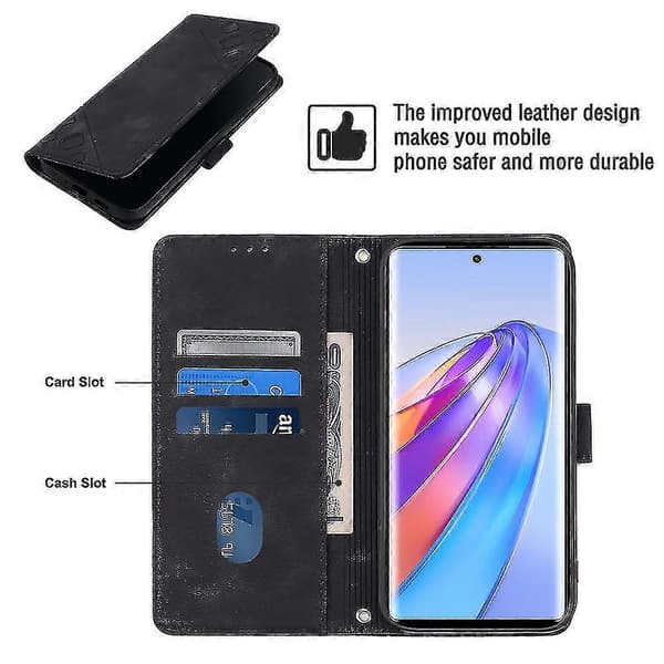 För Honor Magic 5 Lite 5g /x9a 5g/x40 5g Mobilskal Flip Ställ Läder Plånbok Stötsäkert Skydd Black