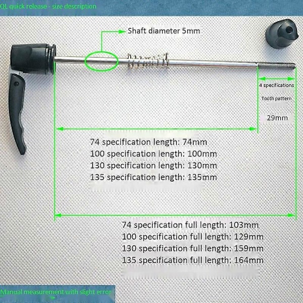 xim Sykkel Hurtigkobling Spyd Clip Spak Aksel Foran Bakre Sykkelhjulnav for BMX Terrengsykkel 74mm