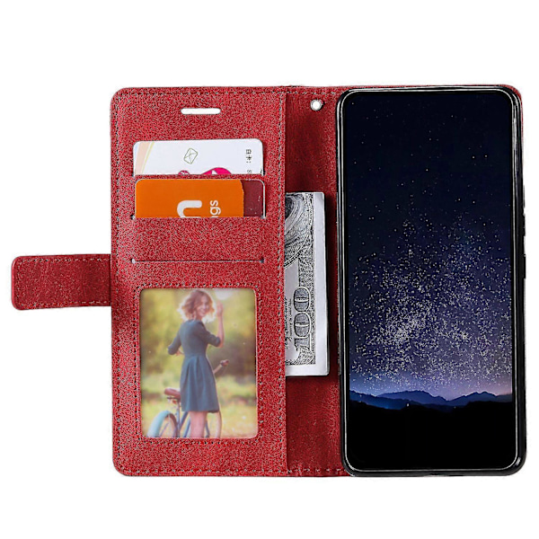 Samsung Galaxy Xcover 5 Lompakkokotelo Linjat Painettu PU-nahkainen Puhelimen Takakansi Red