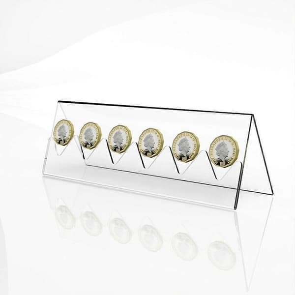 6-spors klar akryl minnemynt display rack holder stativ for samler