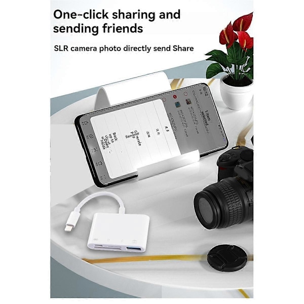 4-i-1 USB OTG-kortläsare Kompatibel med SD/TF-kort Kamera Minnesexpanderare för Snabb Laddning IOS-Port