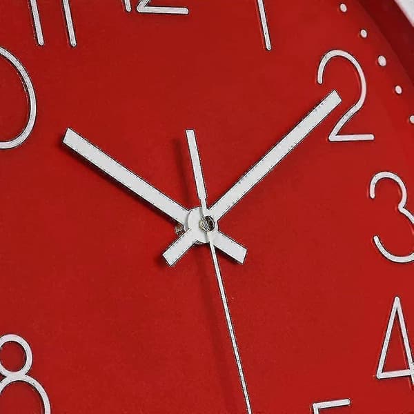 Väggklocka Tyst 30 cm Stor Icke Tickande Väggklockor För Kök Vardagsrum Sovrum Red