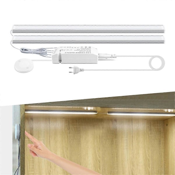 LED Under Cabinet Lampa Genomtränglig Touch-brytare Trä Handskanning Rörelsesensor Dimbar Badrum Nattlampa 40CM EU-kontakt