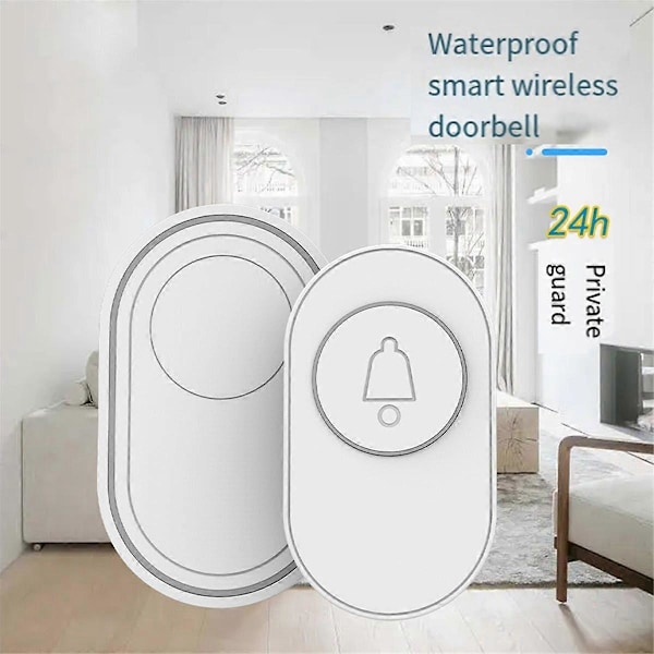433MHz Trådløs Dørklokke Vandtæt Smart Home Dørklokke Sæt Natkamera Fluorescerende Ring Flash Sikkerhedsalarm EU Stik