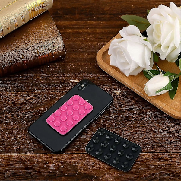 6 st Silikon Sugpropp Telefonfodral Självhäftande Fäste, Silikon Telefonfodral Hållare Matta För Selfies Och Videor, Halkfri Handsfree Telefonhållare black