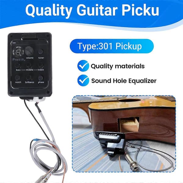 Gitarr Pickup Eq Elektrisk Låda Ljudhåls Equalizer Gitarrstämmare Mix Gitarr Gitarrtillbehör Folk Pickup 301 Pickup