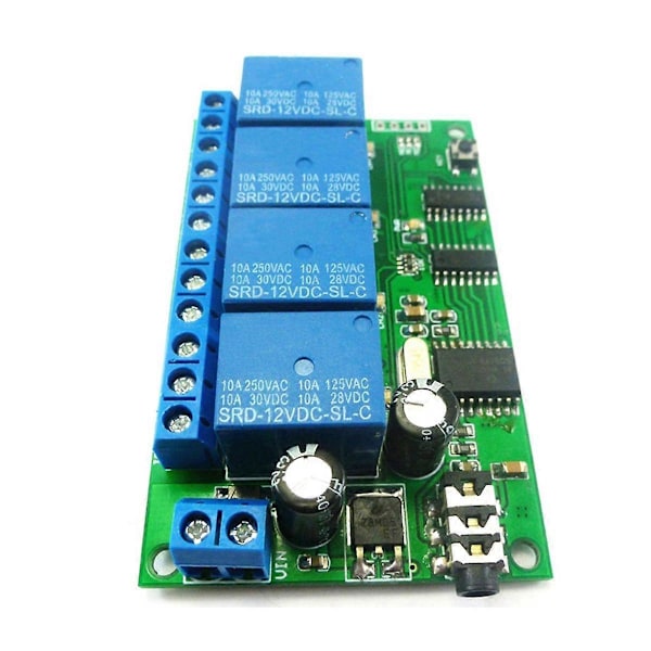 AD22B04 4-kanalsrelä DTMF-tonsignaldekoder Fjärrkontrollrelämodul 12V DC för PLC Smart Home