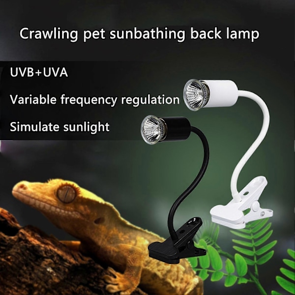 Reptil Solplads Lampe Reptil Varmelampe Med 360 Graders Drejelig Slange Til Skildpadde Skægget Drage Firben Slange BLACK No Bulb
