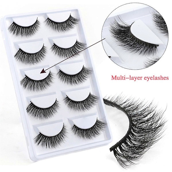 3DX-02 5 Par Naturlige Bløde 3D Kunstige Øjenvipper Håndlavede Falske Øjenvipper Faux Cils Makeup