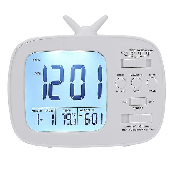 Smart Väckarklocka Multifunktionell LED Digital Display 12/24 Timmar Omkopplare Hushåll Sovrum Tillbehör Vit
