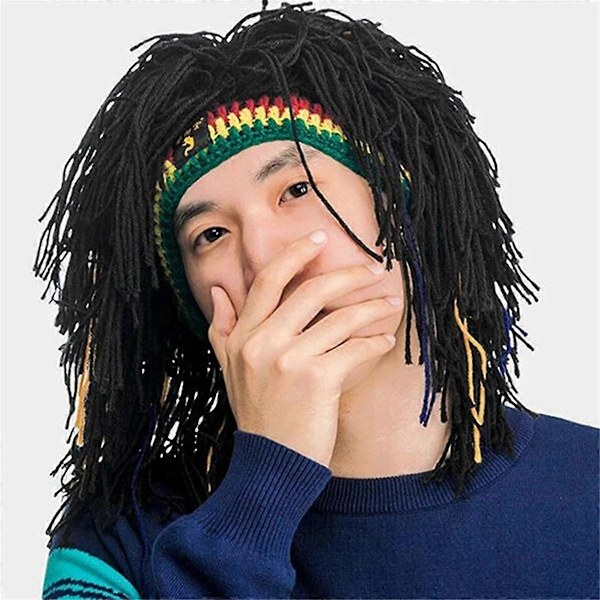 En parykk-lue Herre-caps Hip Hop-caps Håndlaget heklet Vinter Varm lue Gorro Halloween Julebursdagsgaver Morsom festparykk