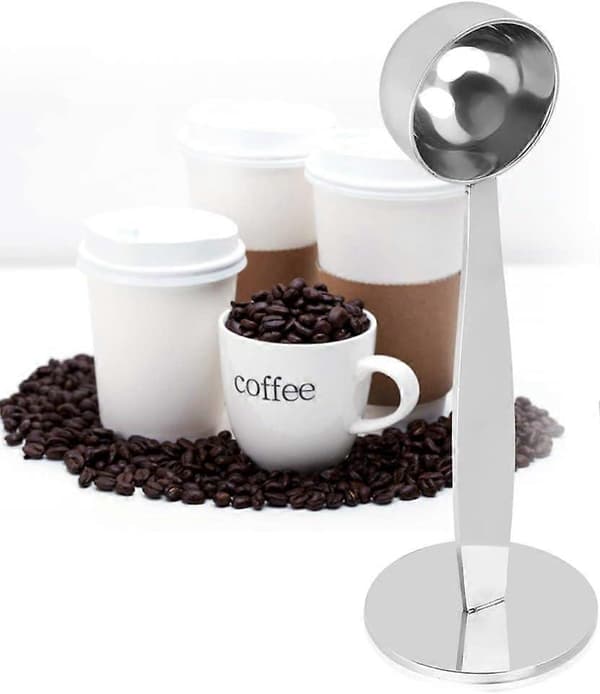 2-i-1 Kaffemåleskje og Kaffestamper i Rustfritt Stål