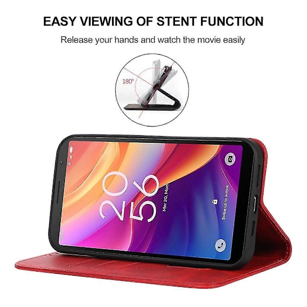 Magneettinen nahkakotelo TCL 501 -puhelimelle Red