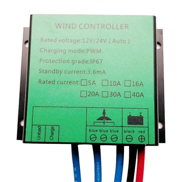PWM Controller 300W Vindmølle Ladecontroller Vandtæt Regulator til Vindgenerator 12V 24V AUTO Skift 16A