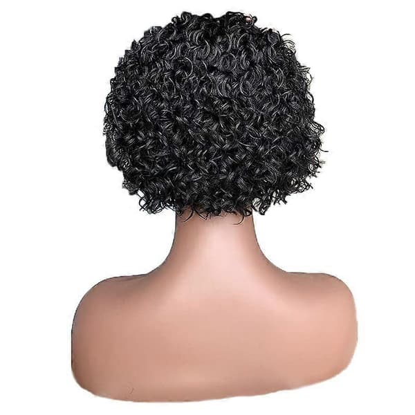 Kort Lockig Pixie Cut Hårband Peruk Kort Lockig Pixie Bob Äkta Hår Peruker För Svarta Kvinnor Limfria Halvperuker
