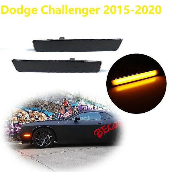 2 stk. røykfargede linser, front, gule LED sideblinklys lampeenhet for 2015-2020