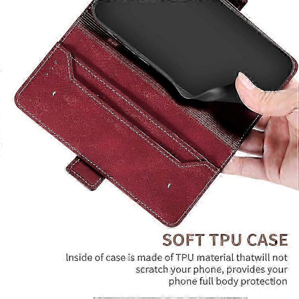 För Samsung Galaxy S10 Sömnad Sidomagnetisk RFID Läder Telefonfodral P202112248 Red