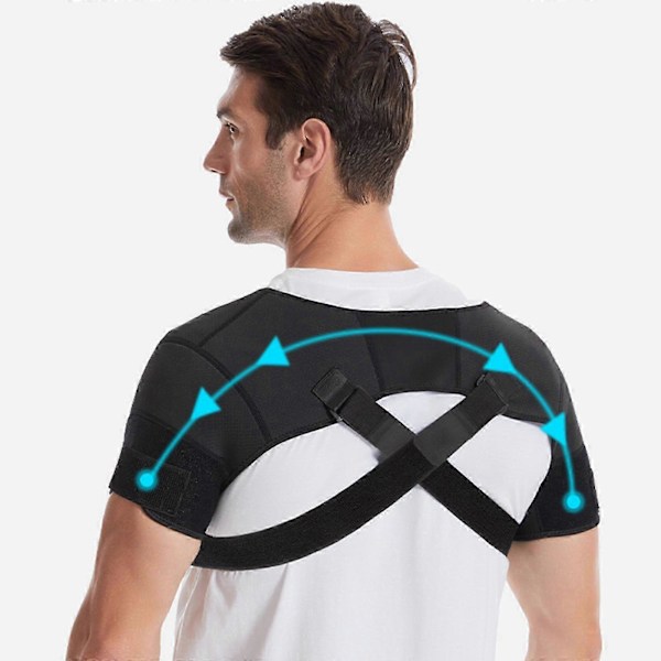 Skuldersmertelindring Dobbel Skulderstøtte, Dobbel Skulderbeskyttelse, Justerbar Skulderbeskyttelse for Rotator Cuff, AC-leddsmerter ReliefP20211224488 L