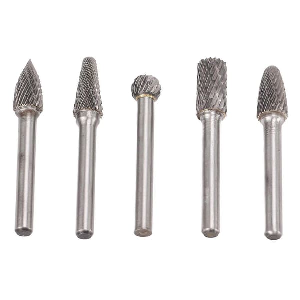 5 stk. 1/4in 6mm Hode Roterende Bor Bits Wolframstål Slipefiler for Metall Treutskjæring