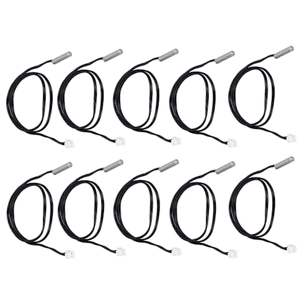 10 stk. Temperatursensor Probe NTC Termistor Temp Transduser 5x25mm Sylindrisk Hode 500mm 5K B3470