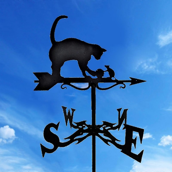 Retro Metall Vädervane Vindflöjel Vindriktningsvisare Cat and Rat