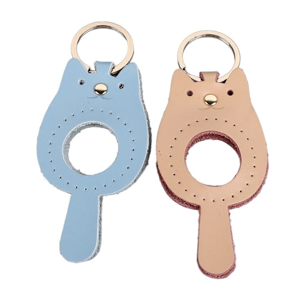 5 Set Läder Nyckelbricka Kit DIY Handarbete Kattform Läder Nyckelring Kit för Väska Bilhänge