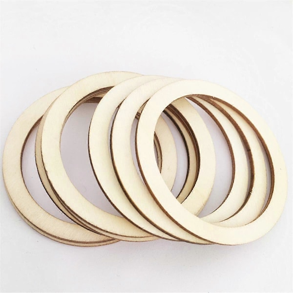 100 stk. 6 cm Ubehandlede flate treringer sirkel for DIY håndverk, ringanheng og koblinger smykkelaging