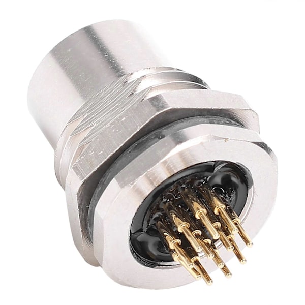 Jack Socket Panelmontert Hull F1 Loddetråd Metallkontakt 12 Pin Vanntett IP67 M12?F1?S12