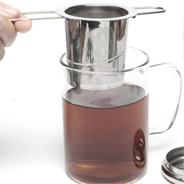 Te-infuser Rustsikker Sklisikker 304 Rustfritt Stål Sammenleggbart Håndtak Løs Blad Te-infuser Kurv for Kopper