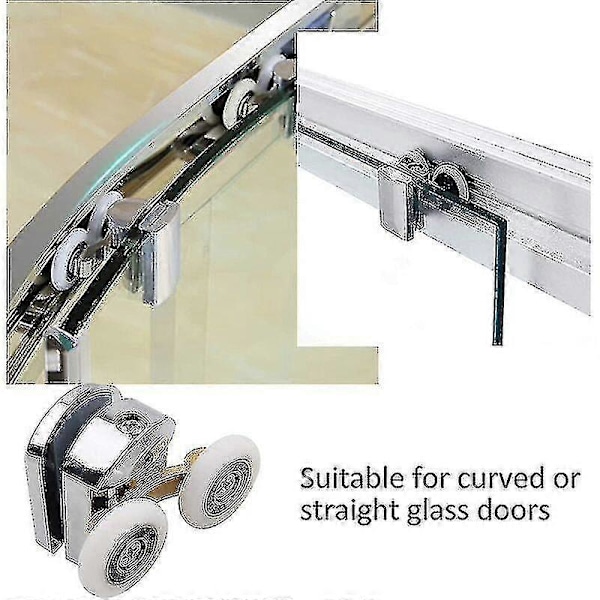 Showdoor Rull, 4 Doble Showdoor Ruller Skyvedørsruller Showenclosure Erstatningshjul For 14mm Glasshull