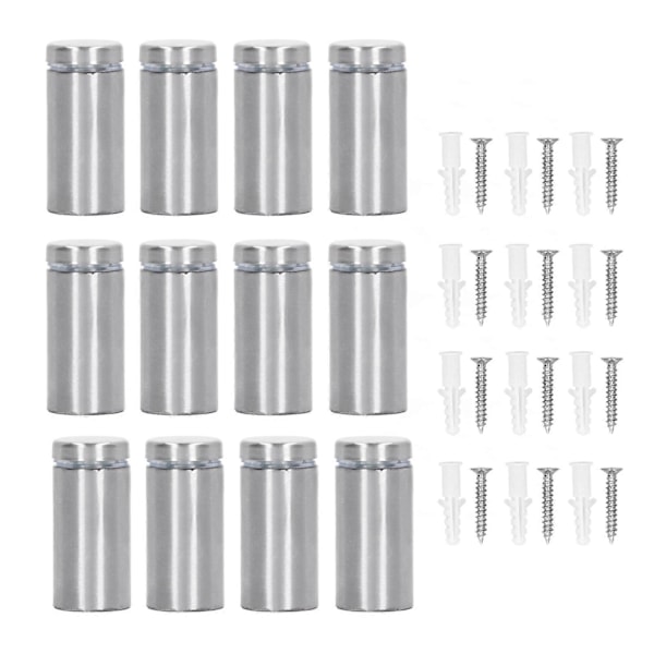 12 kpl Kiinnitysruuvit Ruostumaton teräs Seinäkyltin mainoslaitteisto Naula akryylille 19x40mm
