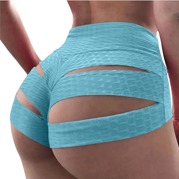 Tflycq Dam Byxor med Hög Midja, Hel Färg, Bandage, Svettiga Byxor, Yoga Shorts Blue XL