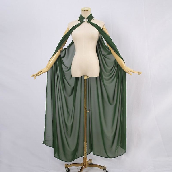 Cool unisex mantel Huva Kappa Wicca Robe Medeltida Cape Sjal Halloween Party Witch Wizard Cosplay Kostymer Dam green