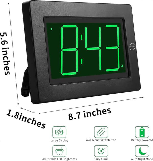 Herätyskello, heilurikello, digitaalinen kello, 3 tuuman LED-digitaalinäyttö
