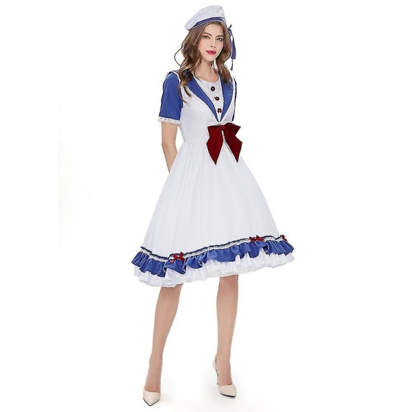 Halloween Alice Lolita Cosplay Maid Kostym Lolita Anime Girl Maid Navy Studentdräkt Hög kvalitet S